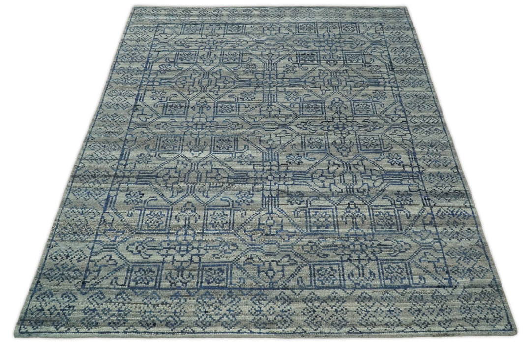 8x10 Silver, Gray and Blue Traditional Persian Minimal Area Rug | TRD43580810 - The Rug Decor