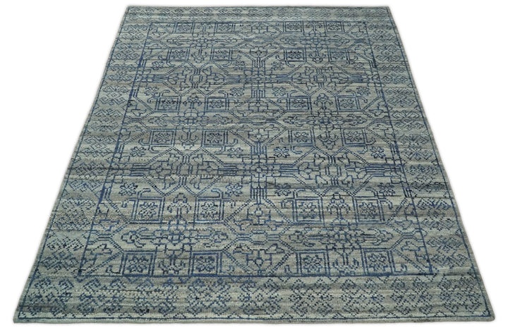 8x10 Silver, Gray and Blue Traditional Persian Minimal Area Rug | TRD43580810 - The Rug Decor