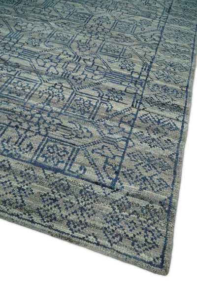 8x10 Silver, Gray and Blue Traditional Persian Minimal Area Rug | TRD43580810 - The Rug Decor
