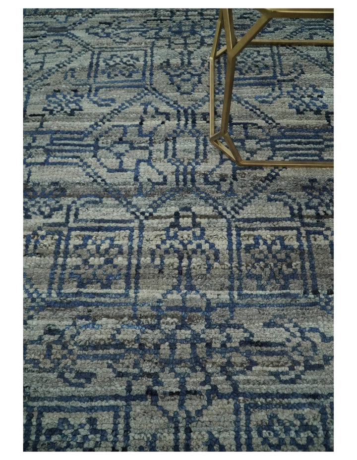 8x10 Silver, Gray and Blue Traditional Persian Minimal Area Rug | TRD43580810 - The Rug Decor