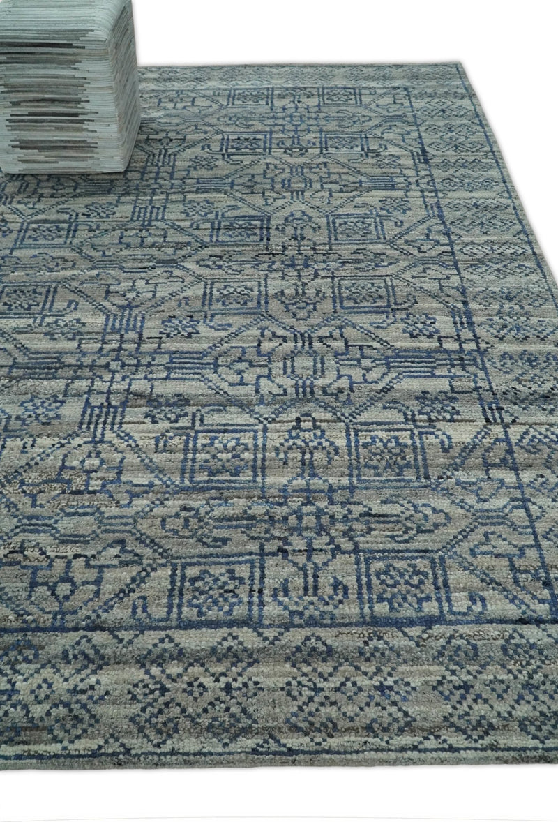 8x10 Silver, Gray and Blue Traditional Persian Minimal Area Rug | TRD43580810 - The Rug Decor