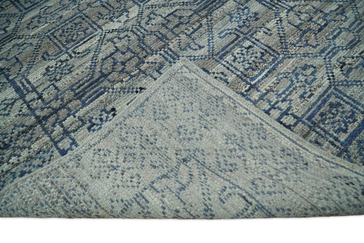 8x10 Silver, Gray and Blue Traditional Persian Minimal Area Rug | TRD43580810 - The Rug Decor