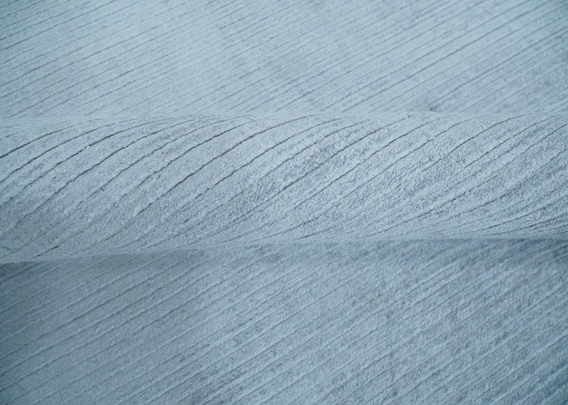 8x10 Solid Plain Blue, Silver Hand Loomed Modern Scandinavian Art Silk Loop Cut Area Rug | AE17810 - The Rug Decor