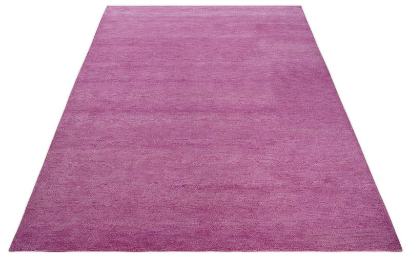Solid Plane Purple Woolen Hand Tufted Southwestern Gabbeh wool area Rug ...
