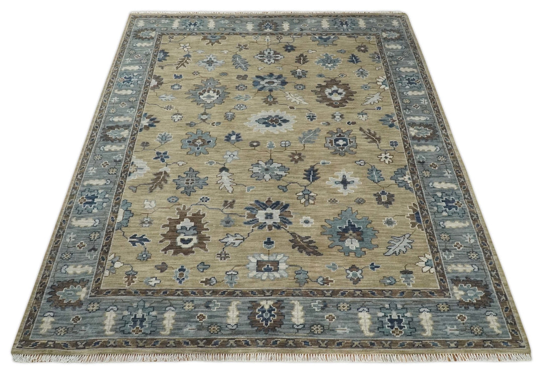 8x10 Traditional Brown and Gray Antique Style Floral Hand knotted Wool Area Rug - The Rug Decor