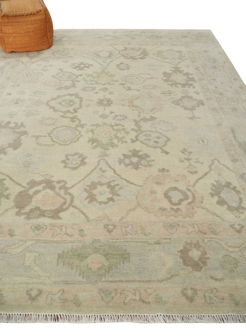 8x10 Traditional Camel and Silver Antique Look Hand knotted Wool Area Rug - The Rug Decor