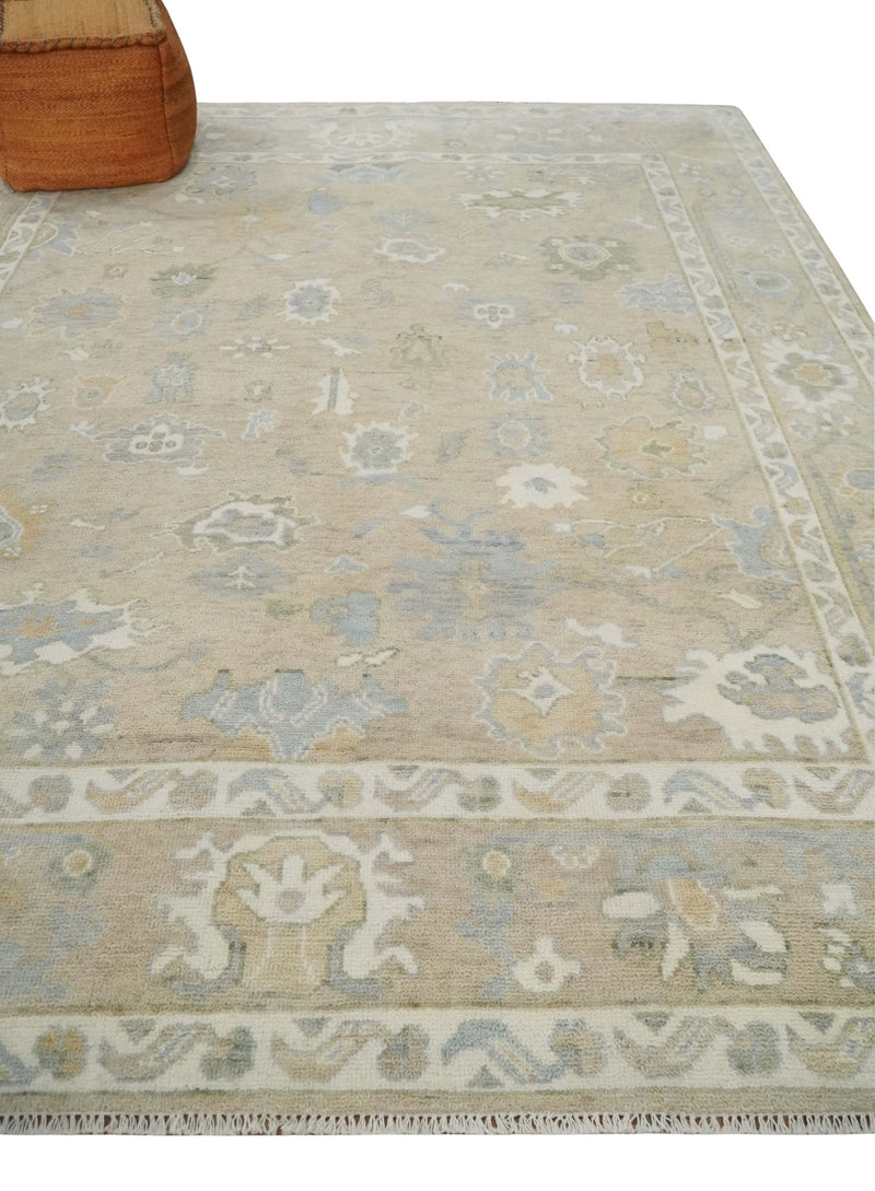 8x10 Traditional Camel, Ivory and Silver Antique Style Hand knotted Wool Area Rug - The Rug Decor