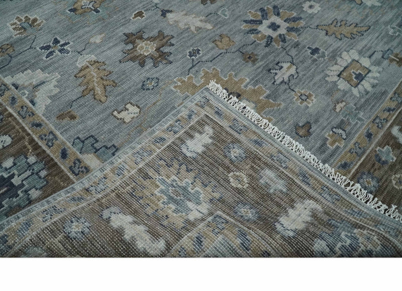 8x10 Traditional Gray and Brown Antique Style Floral Hand knotted Wool Area Rug - The Rug Decor