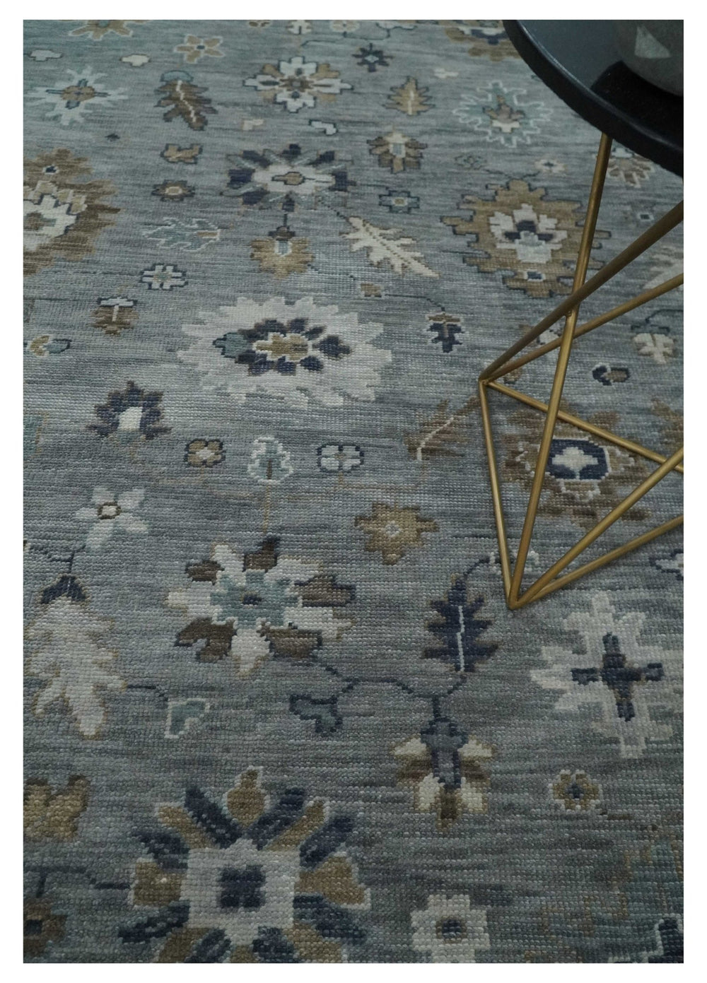8x10 Traditional Gray and Brown Antique Style Floral Hand knotted Wool Area Rug - The Rug Decor