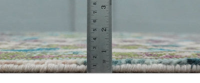 8x10 Transitional Green, Aqua, Peach and purple wool Area Rug - The Rug Decor