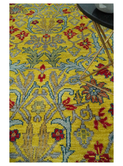 8x10 Wool Blue, Gold and Red Vibrant Colorful Traditional Eclectic Hand knotted Bohemian Area Rug | TRDCP318810 - The Rug Decor