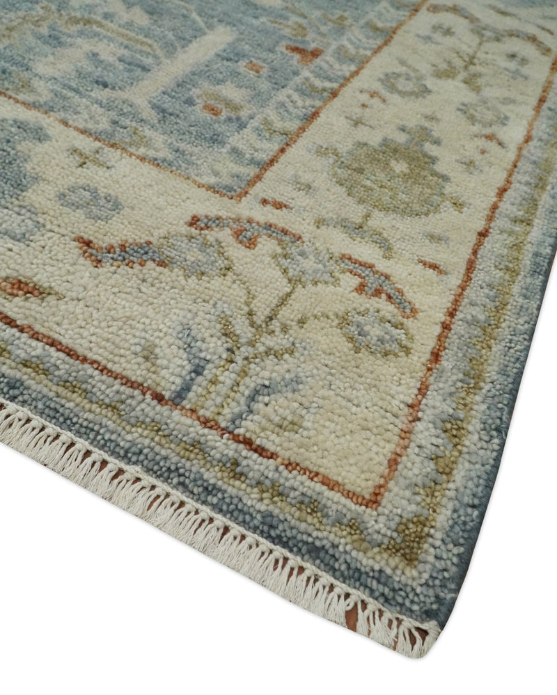 8x10 Wool Hand Knotted Traditional Blue and Ivory Vintage Persian Antique Wool Area Rug | TRDCP569810 - The Rug Decor