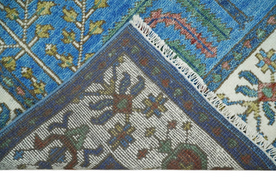 8x10 Wool Hand Knotted Traditional Blue and Ivory Wool Area Rug | TRDCP562810 - The Rug Decor