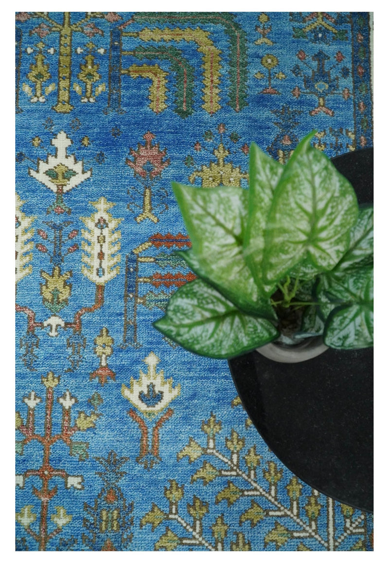 8x10 Wool Hand Knotted Traditional Blue and Ivory Wool Area Rug | TRDCP562810 - The Rug Decor