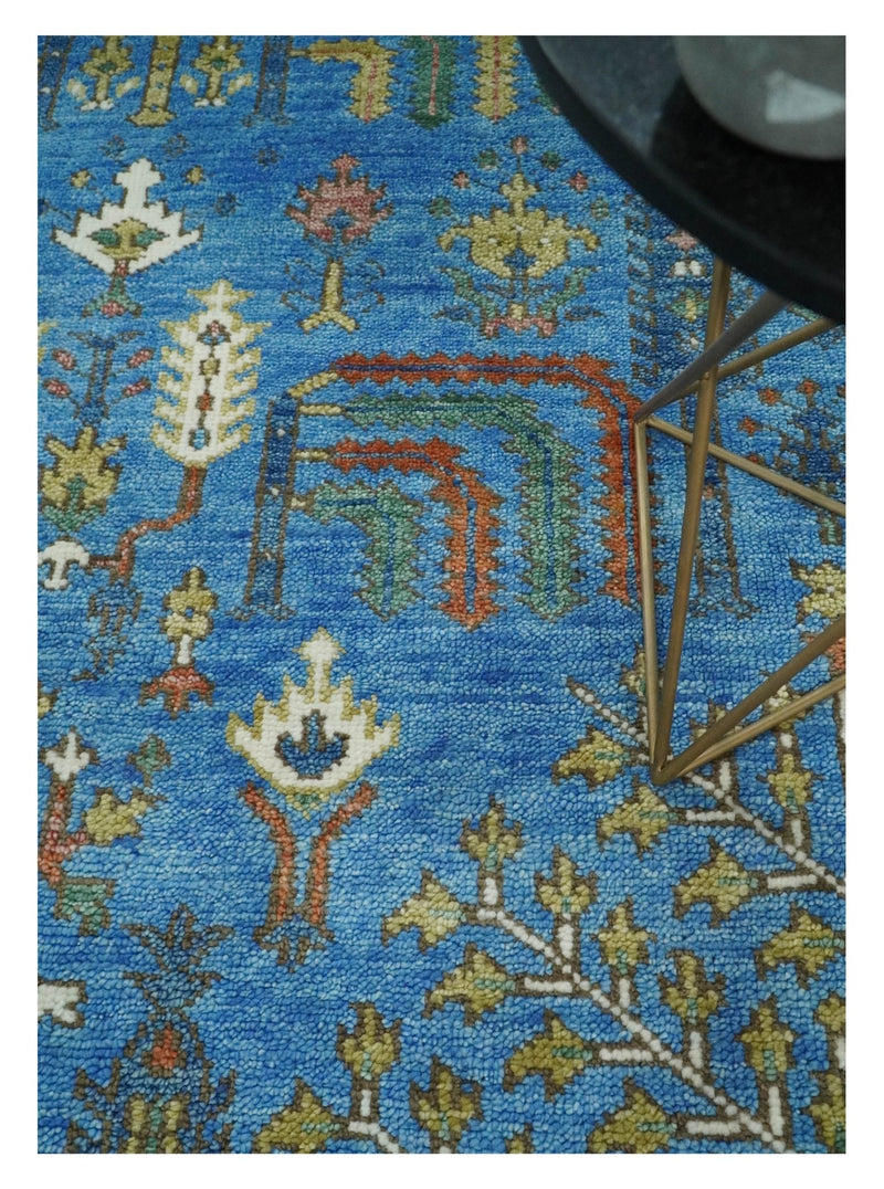 8x10 Wool Hand Knotted Traditional Blue and Ivory Wool Area Rug | TRDCP562810 - The Rug Decor