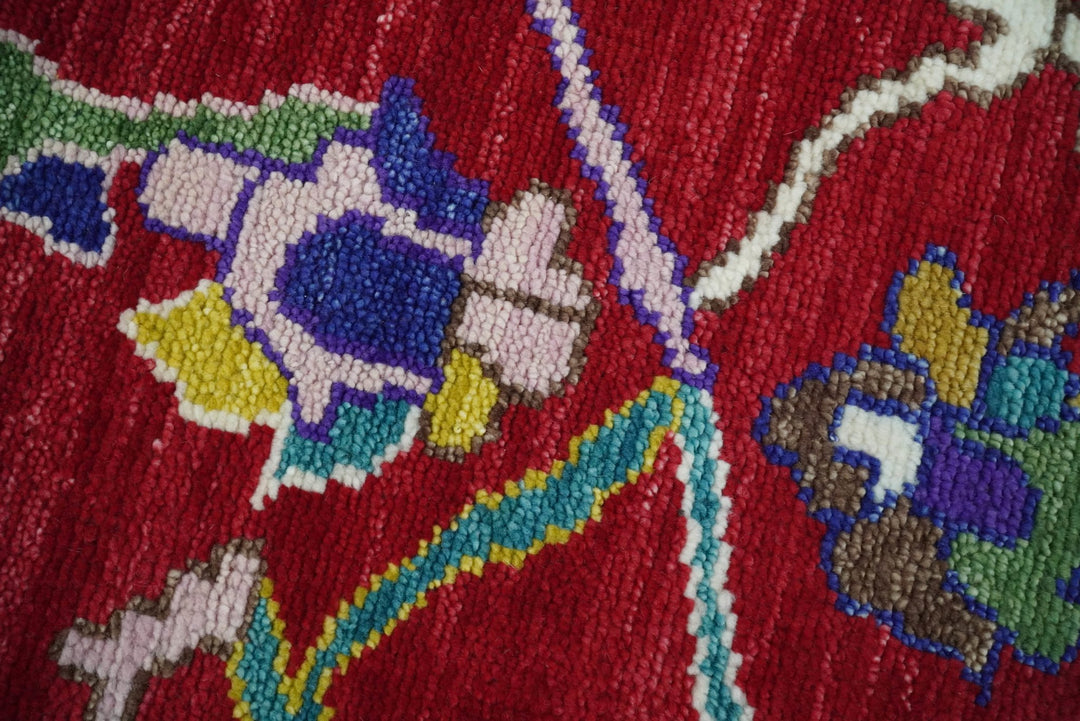8x10 Wool Red and White Colorful Traditional Oushak Eclectic Hand knotted Bohemian Area Rug | TRDCP319810 - The Rug Decor