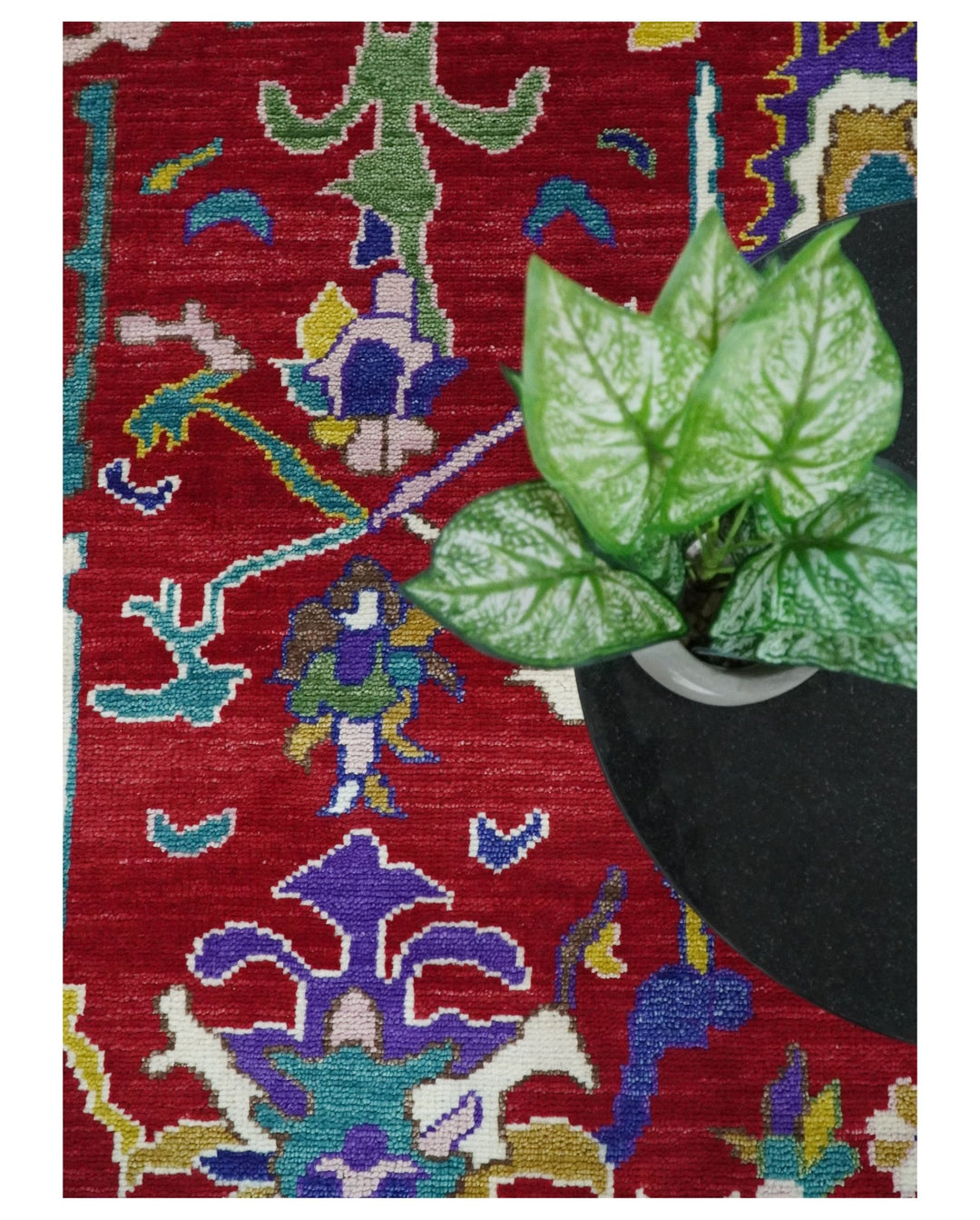8x10 Wool Red and White Colorful Traditional Oushak Eclectic Hand knotted Bohemian Area Rug | TRDCP319810 - The Rug Decor