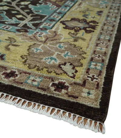 8x10 Wool Traditional Black, Beige and Blue Antique Style Hand knotted Oushak Area Rug | TRDCP1500810S - The Rug Decor