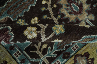 8x10 Wool Traditional Black, Beige and Blue Antique Style Hand knotted Oushak Area Rug | TRDCP1500810S - The Rug Decor