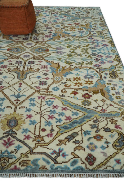 8x10 Wool Traditional Persian Blue and Ivory Antique Hand knotted Vintage Area Rug | TRDCP303810 - The Rug Decor