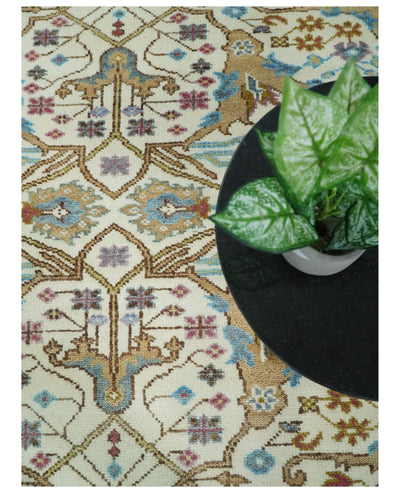 8x10 Wool Traditional Persian Blue and Ivory Antique Hand knotted Vintage Area Rug | TRDCP303810 - The Rug Decor
