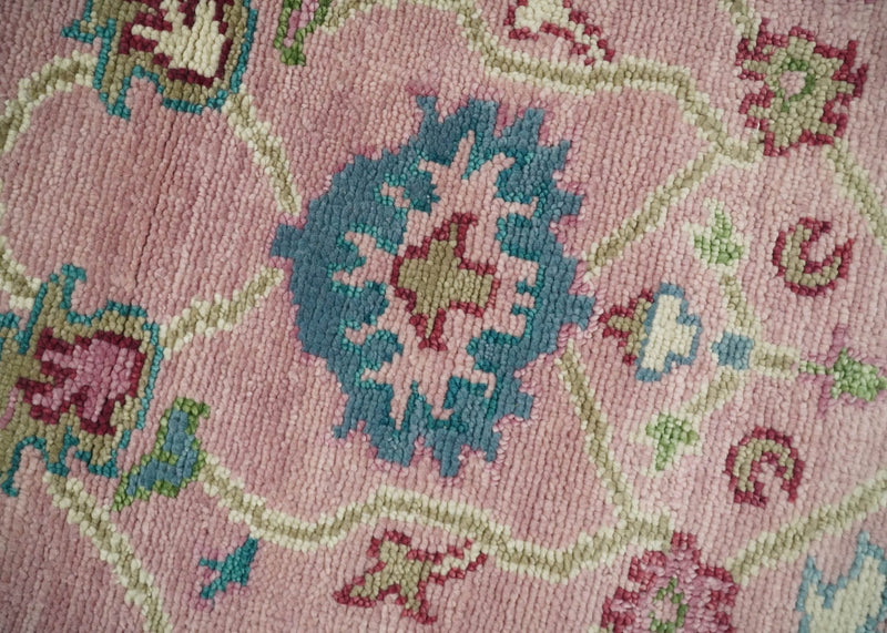 8x10 Wool Traditional Persian Pink and Ivory Vibrant Colorful Hand knotted Oushak Area Rug | TRDCP673810 - The Rug Decor
