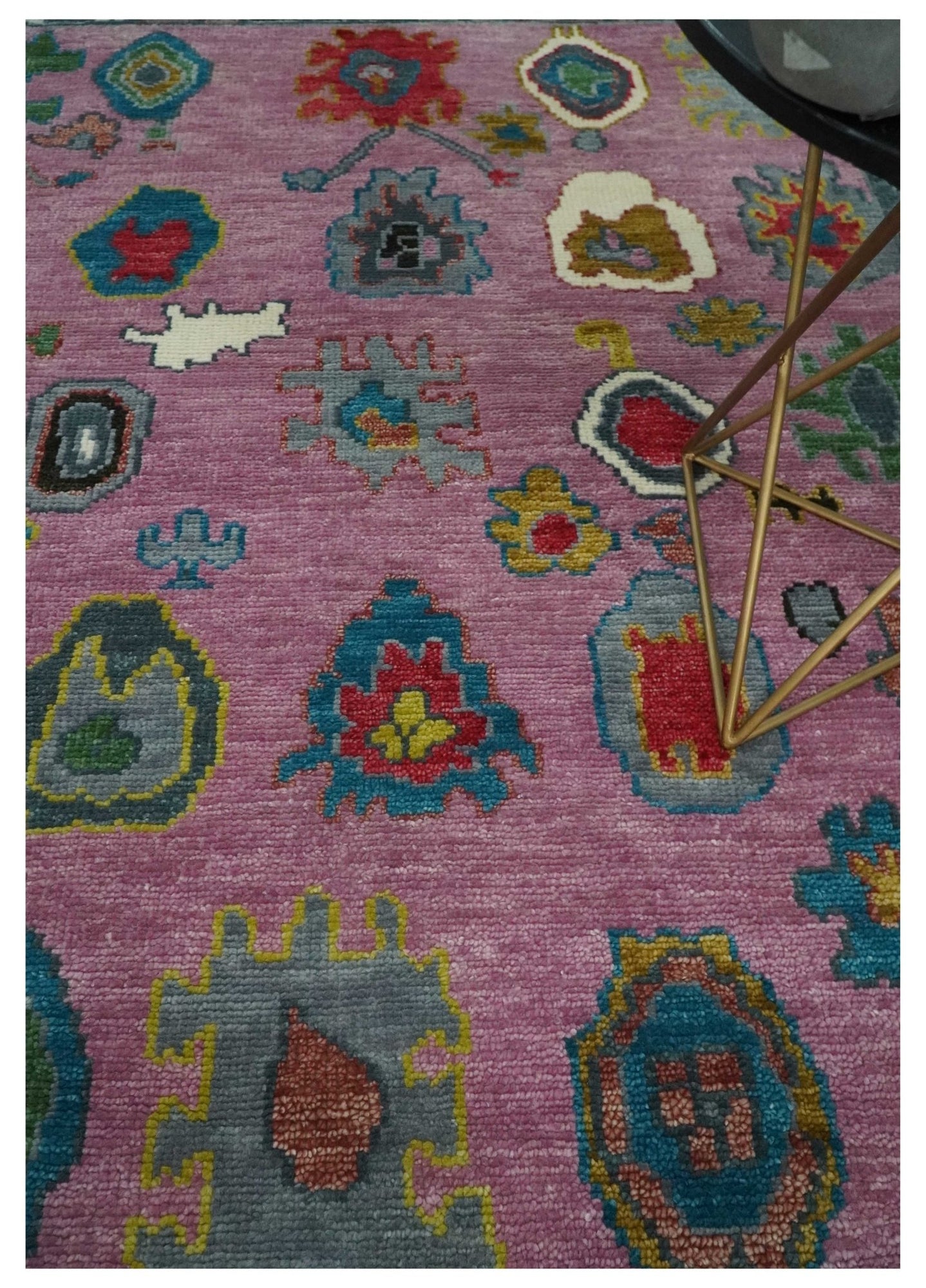 8x10 Wool Traditional Persian Purple and Ivory Vibrant Colorful Hand knotted Oushak Area Rug | TRDCP1125810S - The Rug Decor