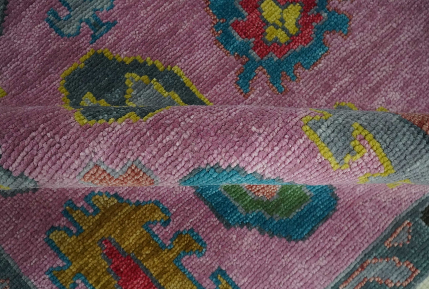 8x10 Wool Traditional Persian Purple and Ivory Vibrant Colorful Hand knotted Oushak Area Rug | TRDCP1125810S - The Rug Decor