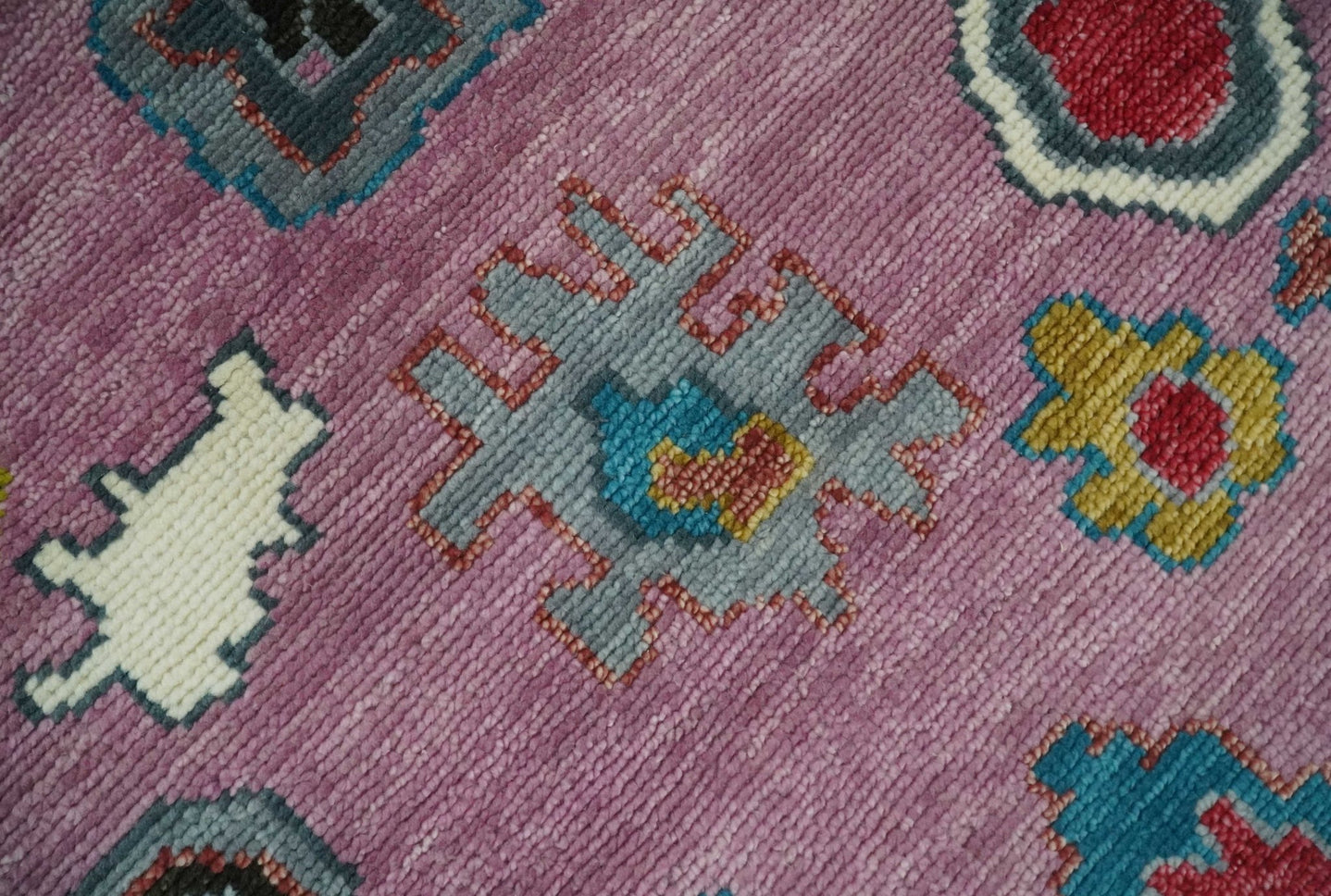 8x10 Wool Traditional Persian Purple and Ivory Vibrant Colorful Hand knotted Oushak Area Rug | TRDCP1125810S - The Rug Decor