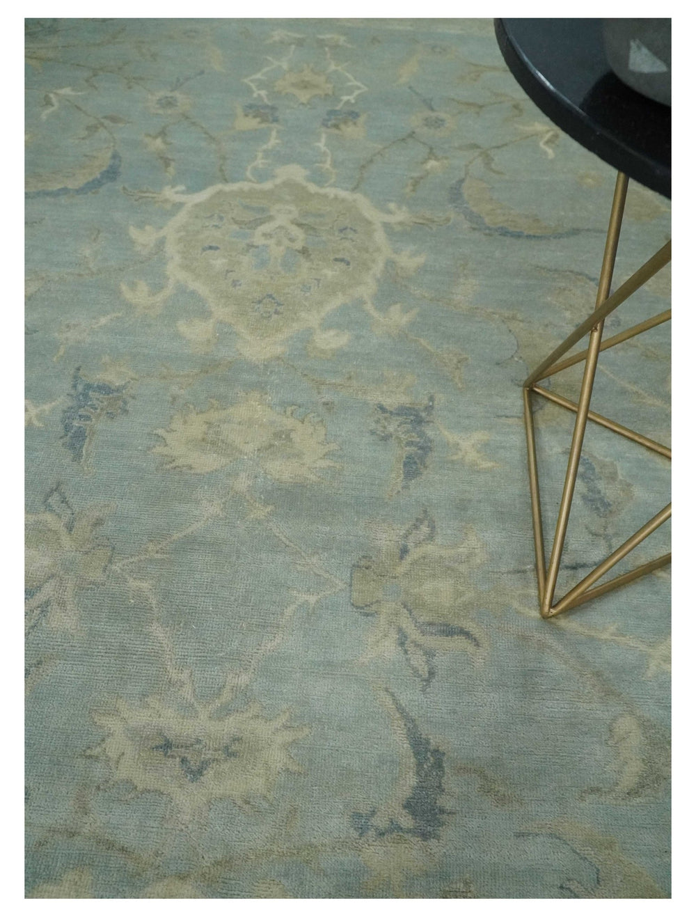 8x11 Hand Knotted Silver and Beige Traditional Wool Area Rug, Kids, Living Room and Bedroom Rug - The Rug Decor