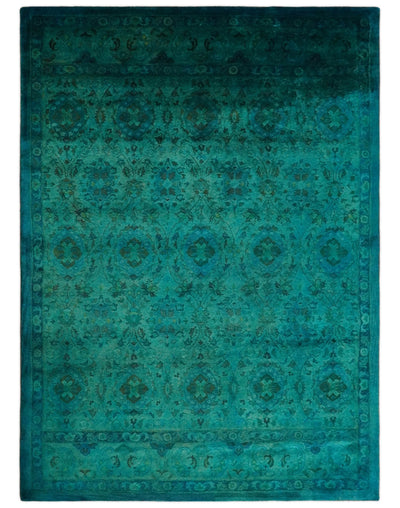 8x11 Overdyed Green Persian Hand Tufted Wool Area Rug | BAN6 - The Rug Decor