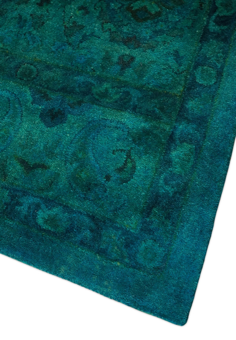 8x11 Overdyed Green Persian Hand Tufted Wool Area Rug | BAN6 - The Rug Decor