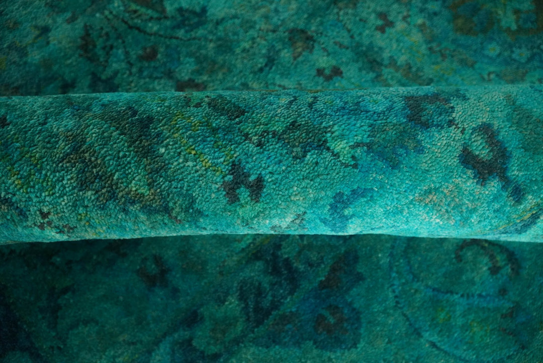 8x11 Overdyed Green Persian Hand Tufted Wool Area Rug | BAN6 - The Rug Decor