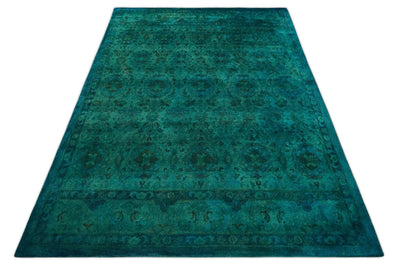 8x11 Overdyed Green Persian Hand Tufted Wool Area Rug | BAN6 - The Rug Decor