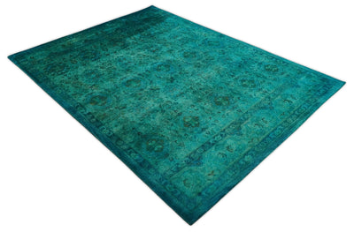 8x11 Overdyed Green Persian Hand Tufted Wool Area Rug | BAN6 - The Rug Decor