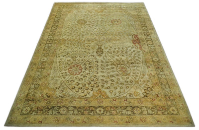8x11 Vintage Persian Design Brown and Beige Hand Tufted Wool Area Rug | BAN4 - The Rug Decor