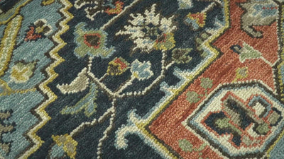 Rust, Blue and Aqua Traditional Heriz Hand knotted Multi Size wool Area Rug
