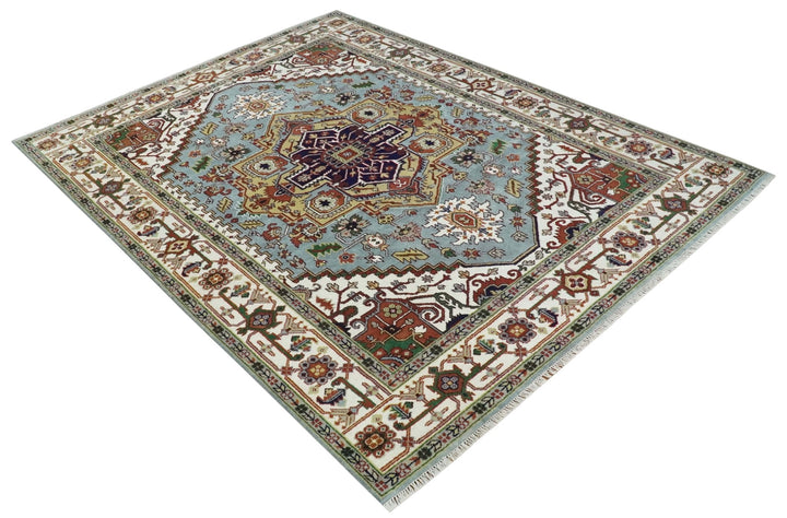 9x12 and Runner Traditional Mustard, Silver and Ivory Hand knotted wool Area Rug - The Rug Decor