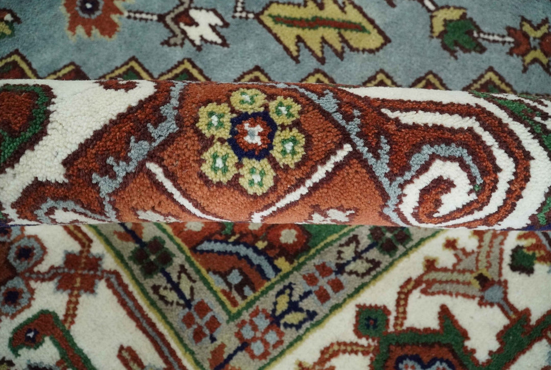 9x12 and Runner Traditional Mustard, Silver and Ivory Hand knotted wool Area Rug - The Rug Decor
