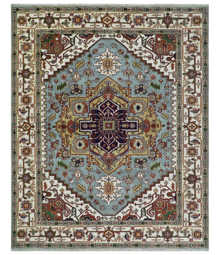 9x12 and Runner Traditional Mustard, Silver and Ivory Hand knotted wool Area Rug - The Rug Decor