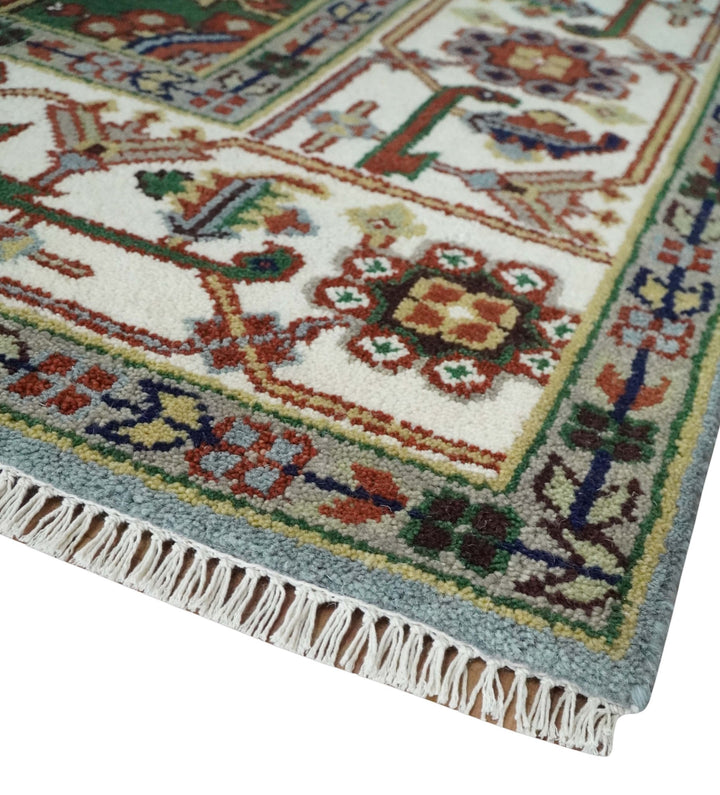 9x12 and Runner Traditional Mustard, Silver and Ivory Hand knotted wool Area Rug - The Rug Decor