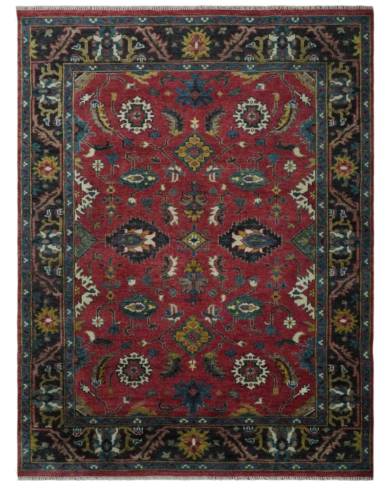 9x12 Antique Hand Knotted Rust and Charcoal Traditional Oushak Wool Area Rug | TRDCP1371912 - The Rug Decor