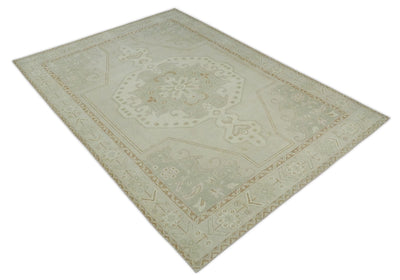 9x12 Beige and Rust Hand Knotted Turkish Cappadocia Wool Low Pile Vintage Antique Area Rug | CAP1 - The Rug Decor