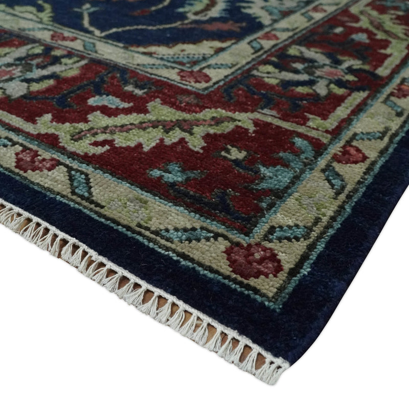 9x12 Blue, Beige and Rust Traditional Persian Oushak Wool Rug | TRDCP1086912S - The Rug Decor