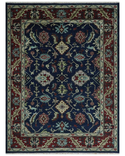 9x12 Blue, Beige and Rust Traditional Persian Oushak Wool Rug | TRDCP1086912S - The Rug Decor