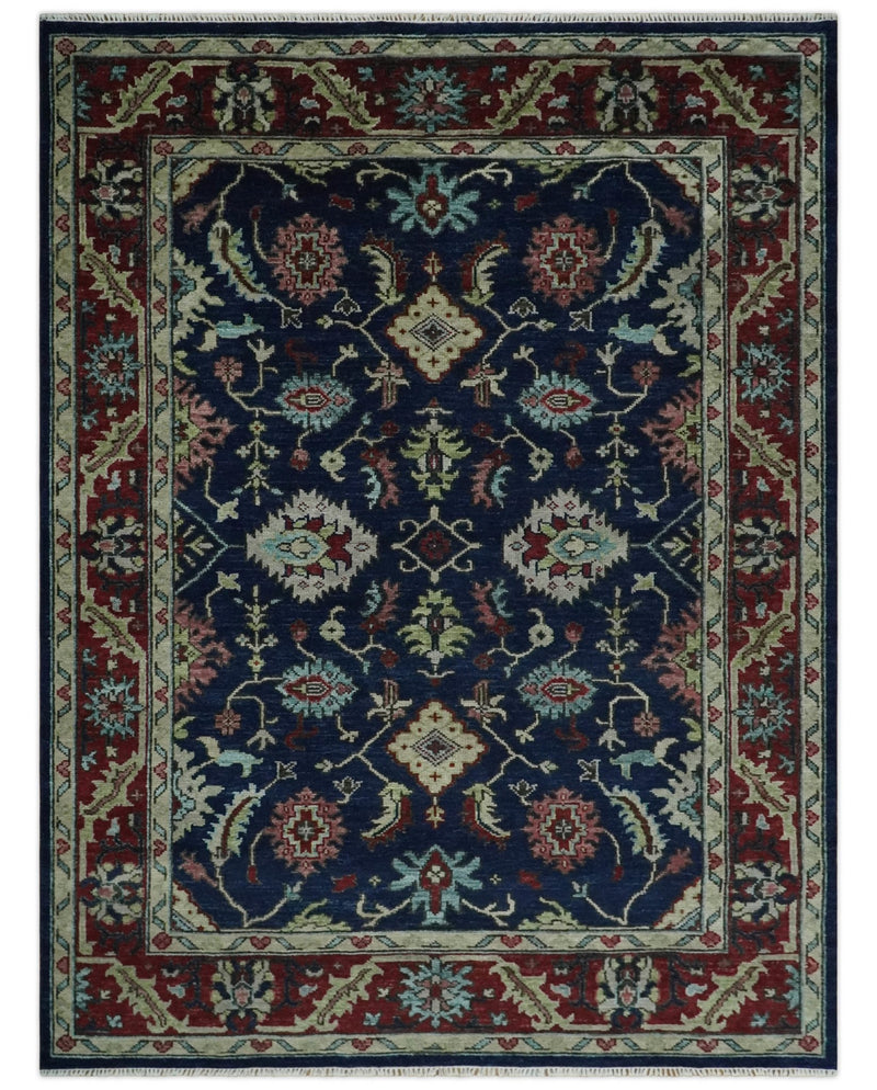 9x12 Blue, Beige and Rust Traditional Persian Oushak Wool Rug | TRDCP1086912S - The Rug Decor