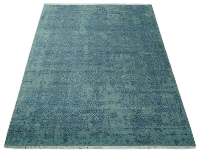 9x12 Fine Hand Knotted Blue and Aqua Traditional Vintage Persian Style Antique Wool Rug | AGR33 - The Rug Decor