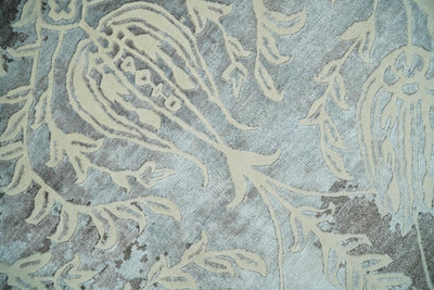 9x12 Fine Hand Knotted Blue, Beige and Gray Traditional Persian style Bamboo Silk Rug | TRDCP546912 - The Rug Decor