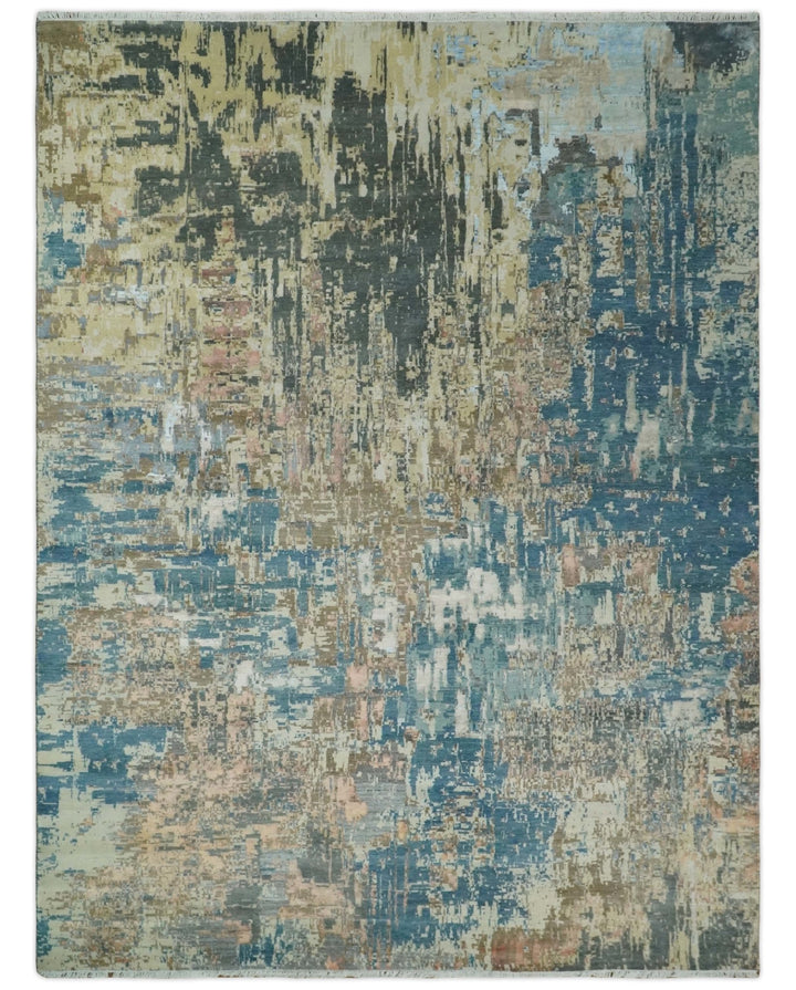 9x12 Fine Hand Knotted Brown Multicolor Modern Abstract Wool Area Rug | AGR34 - The Rug Decor