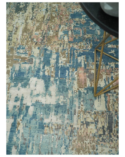 9x12 Fine Hand Knotted Brown Multicolor Modern Abstract Wool Area Rug | AGR34 - The Rug Decor